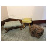 3 ANTIQUE FOOT STOOLS