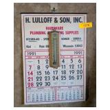 VINTAGE LULLOFF CALENDAR & THERMOMETER
