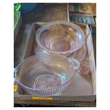 PINK DEPRESSION GLASS DECORATIVE SERVING TRAY