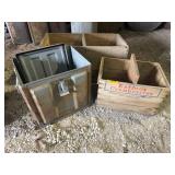 LARGE METAL AMMO CAN WITH 2 WOODEN CRATES/BOXES