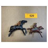 2 - METAL NATIVE AMERICAN RIDING HORSE TOYS