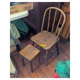 VINTAGE KIDS CHAIR & STOOL