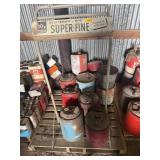PALLET OF METAL FUEL CANS WITH DISPLAY RACK