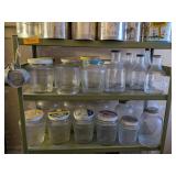 METAL SHELF WITH JARS & GLASS CONTAINERS