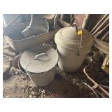 2 GALVANIZED PAILS WITH COVER, WARDS BRANDED