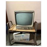 ANTIQUE G.E. SOLID STATE TELEVISION WITH CART