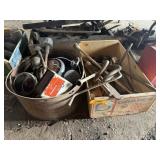 2 BOXES - TRACTOR LIGHTS, SIGHT GAUGES, TIRE IRONS