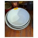 4 LARGE ENAMELWARE MIXING BOWLS