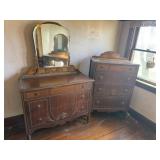4PC ANTIQUE BEDROOM SET, FULL SIZE FRAME