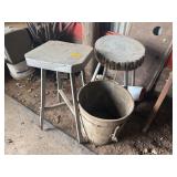 VINTAGE STOOLS AND PAIL