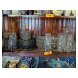 PRESSED GLASS CHINA SET, SERVING PLATTERS & MORE