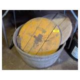VINTAGE WOODEN WASH TUB AND GREASE PAIL
