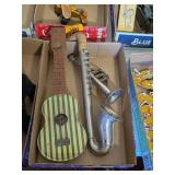 3 VINTAGE KIDS TIN INSTRUMENTS