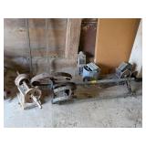 VINTAGE JACKSHAFT, FLY WHEELS, PUMP, AND MORE