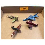 ANTIQUE KIDS TOY AIRPLANES, METAL AND RUBBER