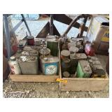2 BOXES OF VINTAGE TIN SHOP FLUID CANS