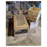 ANIMAL CAGE AND WOODEN BOXES