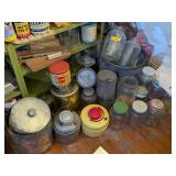 LARGE GLASS JARS & TIN COLLECTION
