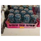 16 BLUE BALL JARS WITH GLASS COVERS