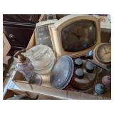 BEAUTY JARS & ANTIQUE ALARM CLOCKS