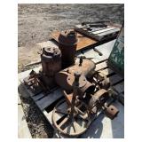 2 VINTAGE BURNERS, FLYWHEELS, FUEL TANK & MORE