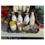 7 ANTIQUE GLASS MILK BOTTLES, NICE SHAPE