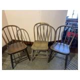 3 - ANTIQUE WOODEN CHAIRS