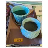 2 ANTIQUE STONEWARE PLANTERS