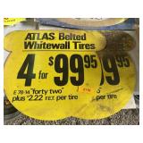 2 ATLAS TIRE SIGNS, PLASTIC