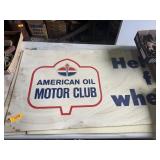 2 - AMERICAN OIL MOTOR CLUB PLASTIC SIGNS