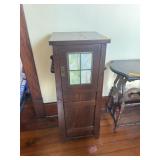 VINTAGE SMOKERS STAND WITH STAINED GLASS