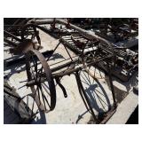 ANTIQUE STEEL CART WITH 30' WHEELS