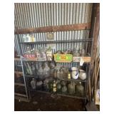 SHELVING UNIT WITH OLD GLASSWARE