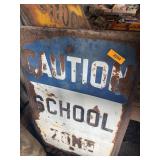 3 - VINTAGE METAL SCHOOL ZONE ROAD SIGNS