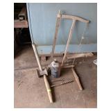 ANTIQUE HAND DRILLS, SAWS & BOTTLE