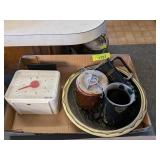 FOOD SCALE, CHEESE DISH, MUGS, AND MORE