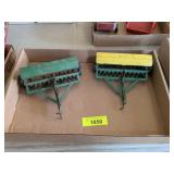 2 - VINTAGE METAL JOHN DEERE GRAIN DRILL TOYS