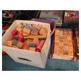 VINTAGE BLOCK TOY COLLECTION, WAGON, MORE