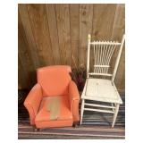 VINTAGE KIDS WOOD AND ROCKER CHAIR