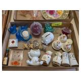 GLASS PAPERWEIGHTS AND SALT AND PEPPER SHAKERS