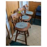 3 WOODEN SWIVELING COUNTER STOOLS