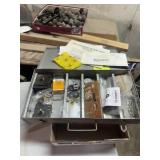 METAL ORGANIZER BIN WITH CLOCK PARTS