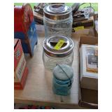 LARGE MASON STORAGE JARS AND SMALL BALL JAR