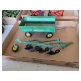 JOHN DEERE WAGON AND 3 BOTTOM PLOW TOY