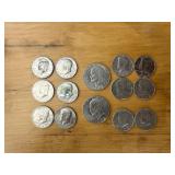 1970S EISENHOWER DOLLARS AND KENNEDY HALVES