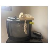 VINTAGE TV WITH PHONE AND MORE