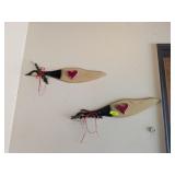 2 WOODEN GEESE DECORATIONS