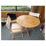 FOLDING LEAF OUTDOOR TABLE WITH FOLDING CHAIRS