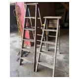 2 WOODEN STEPLADDERS