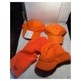 Blaze orange hats and stocking hats